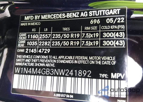 2022 Mercedes-Benz Glb 250 from USA, damaged, VIN W1N4M4GB3NW241892